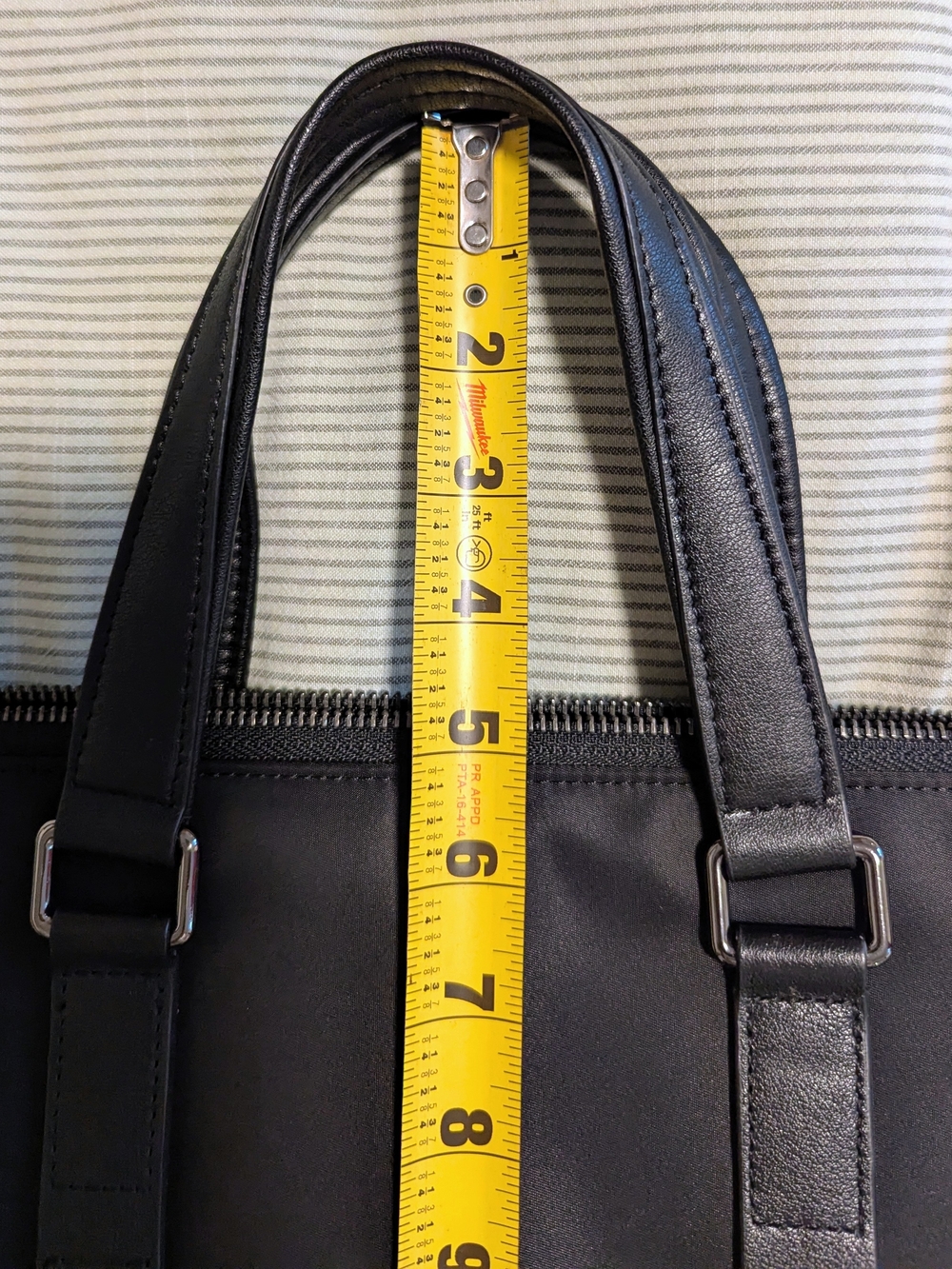 Pelle Black Leather & Nylon Convertible Laptop Tote Backpack RFID Trolley Strap - Picture 11 of 13